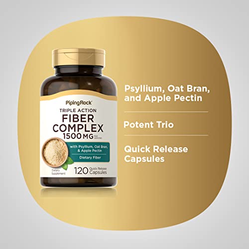 Piping Rock Fiber Complex | 1500Mg | 120 Capsules | Triple Action Fiber | With Psyllium Oat Bran And Apple Pectin | Non-Gmo, Gluten Free Supplement #TOP3