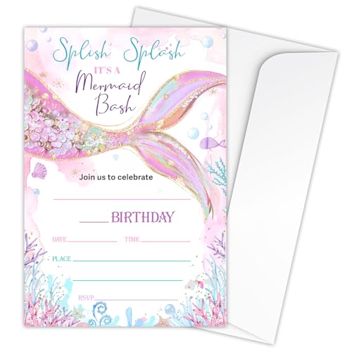 Zodvery Mermaid Birthday Invitations