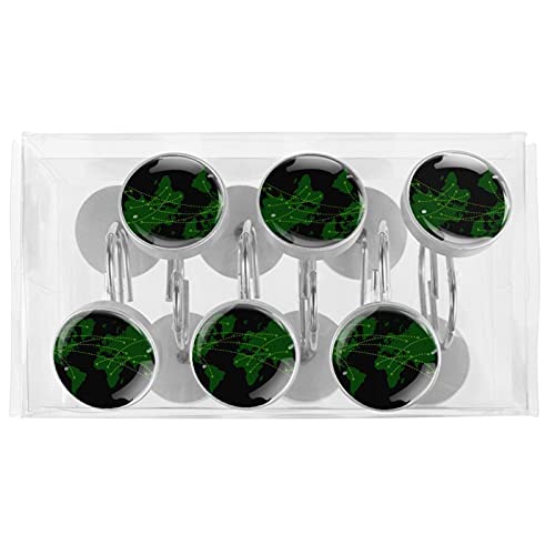 Crochets de rideau de douche inox vert foncé au design carreaux vintage