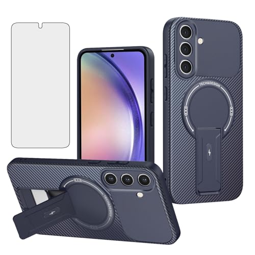 Coque Samsung Galaxy A54 5G Asuwish magnétique en fibre de carbone et verre trempé