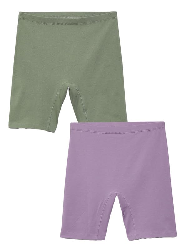 Image of mackly Girls Inner Shorts (Pack of 2) | 2-in-1 Seamless Panty Shorts with Gusset | Soft Breathable Base Layer for Dresses, Skirts