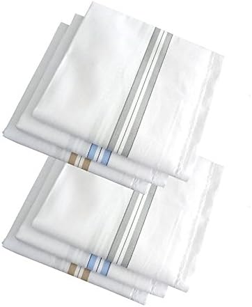 ROUTE TO ROOT Cotton Hanky Pack of 6 White with Colour Strip for Men