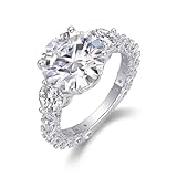 Aotiwe Anillos de mejor amiga para mujer, anillo de compromiso con 4 garras redondas, moissanita de 5 quilates, plata, oro blanco y platino, U 1/2, Platino, Moissanita