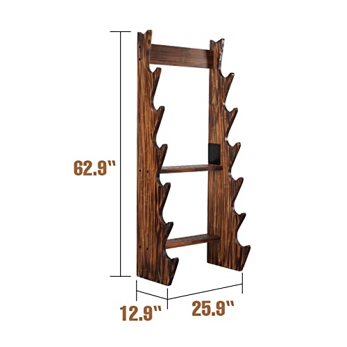 Aimdorarchery Bow Stand Bow Shelf For All Bows Pure Pine Wood Retro Design Best Choice For Bow Wall Decor Sturdy And Stable Bow Stand Can Hold 6 Bows 24 Arrows Storing Your Equipment Conveniently #TOP7