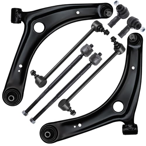Image of Detroit Axle - 8pc Front End Kit for 2007-2017 Mitsubishi Outlander, 2009-2017 Lancer, Lower Control Arms w /Ball Joint Tie Rods Sway Bars 2010 2011 2012 2013 2014 2015 2016 Replacement