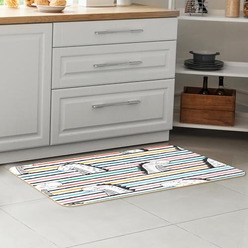 Alfombrilla de cocina lavable VAPOKF set de 2 alfombras absorbentes rayas dinosaurio 7
