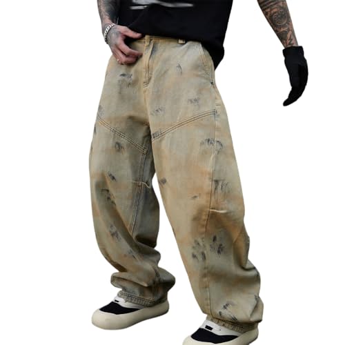 Vintage Washed Wide Leg Jeans Casual Loose Fit Skater Denim Pants Streetwear