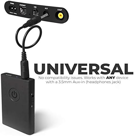 LAYEN Bluetooth Transmitter Receiver - 3.5mm 2-in-1 AUX Wireless Audio Adaptor. aptX and aptX Low Latency - for Dock/TV/Stereo/Car/Nintendo Switch. DualPlay = Pair and Play to 2 Bluetooth Speakers!