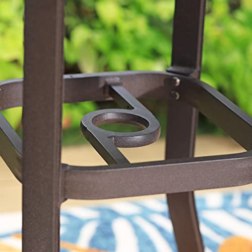 Sophia & William Cast Aluminium Patio Bistro Bar Table Square With 1.97" Umbrella Hole, Premium Bronze Outdoor Dining Table For Porch Balcony Backyard, 27.5" L X 27.5" W X 29.1" H #TOP5
