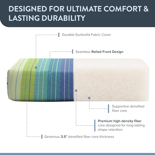 California Umbrella Outdoor Chaise Lounge Cushion, 24 x 78 Inch, Premium Outdoor Densified Fiber, Fade Resistant, Sunbrella Fabric, Patio Lounger Cushion with Fabric Ties, Seville Seaside by California Umbrella - Image 5