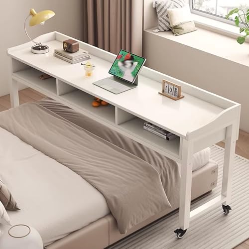 JIAOCKJIAO �L���X�^�[�t���x�b�h�T�C�h�e�[�u���A����33.4�C���`�i��85cm�j�̎d�؂�t���L���X�^�[�t���f�X�N�A�����o���t���|�[�^�u���m�[�g�p�\�R���J�[�g�A�Q���p�x�b�h�T�C�h���[�N�X�e�[�V�����A�L���O�T�C�Y�x�b�h�Ή�(White,79x16in