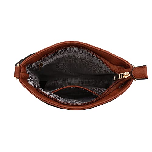 Image of Medium Size Solid Modern Classic Crossbody Bag with Gold Plate
