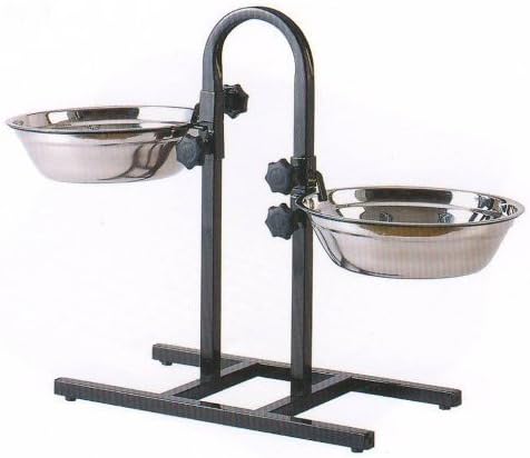 Adjustable U-Style Raised Double Wrought Iron Stainless Steel Dog Pet Diner Food Bowls