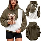 Generisch Pullover Mit Hundetasche Damen Oversize Lustige Sweatshirts Mit KäNgurutasche ÜBergrößE Katzen Und Hunde Tragetasche Pullover Niedlicher Haustierhalter Kapuzenpullover LangäRmeliges