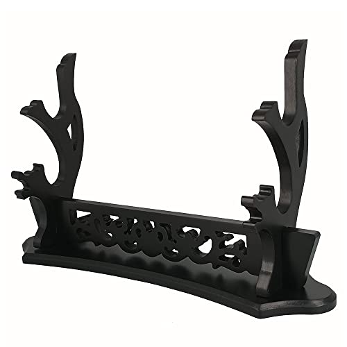 Mannifen Sword Stand Display Sword Rack, Wood Sword Katana Wall Mount Holder Katana Wakizashi Genji Japanese Samurai Blade Gladius Sword Stand Holder 2 Tier #TOP13
