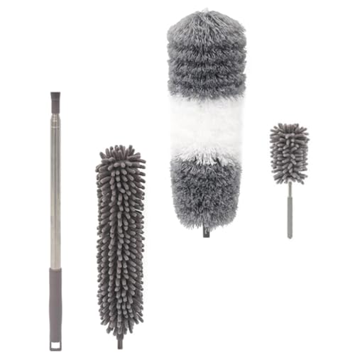 VALICLUD Plumeau Télescopique en Fibre Réutilisable Double Tête pour Voiture et Ordinateur, Facile à Monter et Démonter, Brosse Ménagère