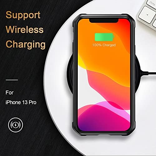 Tuerdan iPhone 13 Pro Case, [Military Grade Shockproof] [Hard Carbon Fiber Back] [Soft TPU Bumper Frame] Anti-Scratch, Fingerprint Resistant, Protective Phone Case for iPhone 13 Pro, 6.1 Inch (Black)
