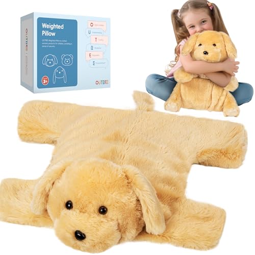 OUTREE Weighted Lap Pad for Kids 22.83 * 19.69 in,Weighted Stuffed Animals for Sensory Needs,4.5LBS Puppy-Shaped Weighted Lap Blanket,Sensory Toys for Kids with Autism