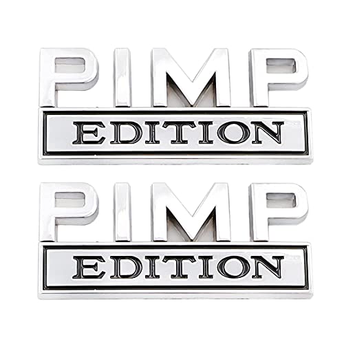 Carrun 2 Pcs Pimp Edition Emblem Car Side Rear Front Hood Trunk Door Bumper Metal Badge 3D Decal Sticker Fit For F150 F250 F350 Silverdo 1500 2500 Sierra Gmc Chevy Truck Suv (Silver Black) (Cr-Pe2) #TOP13