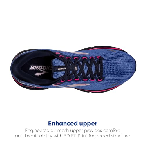 Brooks Brooks Women's Ghost 15 Neutral Running Shoe - Blue/Peacoat/Pink - 5 Medium