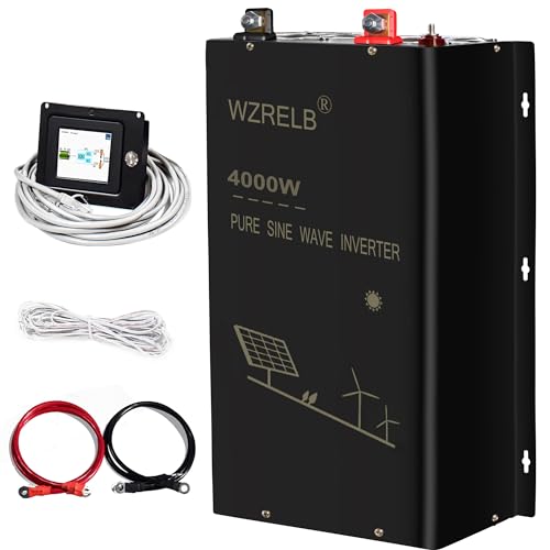 Image of WZRELB 4000W 36V Pure Sine Wave Inverter,36 Volt DC to AC 120V 240V Split Phase Power Inverter,8KW Surge,5 AC Outlets,AC Hardwire Terminal,16.6ft LCD Remote Panel