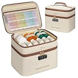 Mancro Lockable Medicine Bag, 2-Layer Pill Bottle Organizer Storage with Adjustable Dividers, Medication Travel Case for Pills, Vitamins & Supplements, Medicine Organizer for Dorm, Home Use and Trips