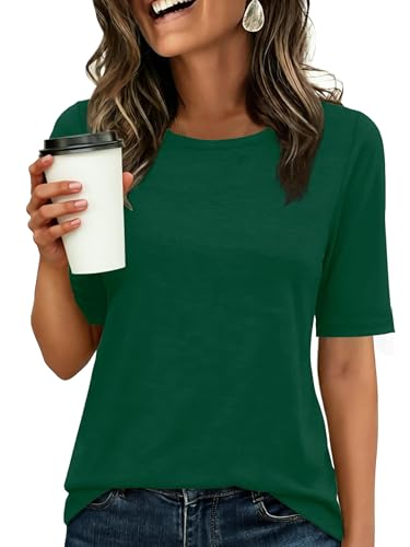 Image of ANRABESS Womens Half Sleeve Tops Crewneck Shirts Basic Fit Work Tee