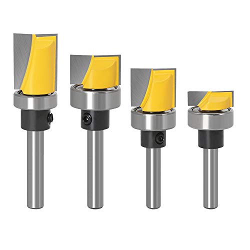 Bestgle 4pcs 1/4 Inch Shank Flush Trim Hinge Mortising Template Router Bit Woodworking Tool Milling Cutter Bit 13/16 7/16 5/8 1/4