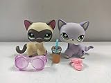 2pcs/Set Littlest Pet Shop Short Hair Cats LPS Animal Figure Toys with Accessories