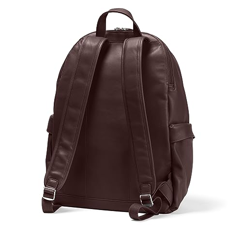 Leatherology Brown Parker Backpack - 2 large zippered compartments, slim laptop pocket, and front exterior zippered compartment3