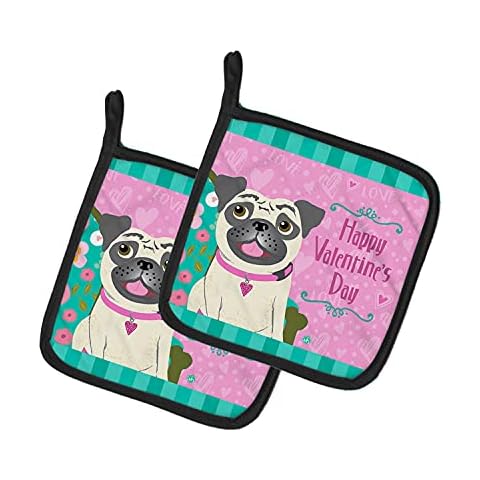 Caroline's Treasures Valentine's Day Pug Pot Holders Cover