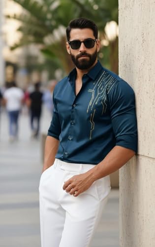 Image of IndoPrimo Men's Stylish Satin Shirt for Party, Formal, Daily and Casual Wear Full Sleeve Shirt for Men