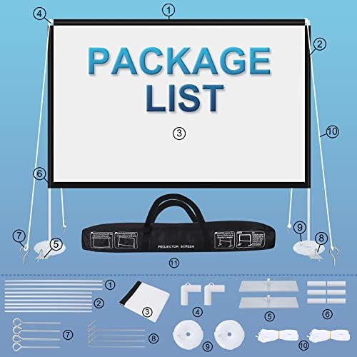 Abdtech Portable Outdoor Movie Screen, 120 inch 3D Projector Screen Frame Foldable Movie Screen for Projectors Enjoy Outdoor Film Movie Night with Carrying Bag for Indoor Outdoor Home Camping