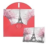 Thinking of You Karten mit Umschlägen Malerei Paris Eiffelturm Blanko-Karten für alle Anlässe Trauerkarte Blanko Notizkarte Dankeskarten für Hochzeitseinladungen Geburtstagsfeier