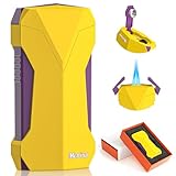 All-in-one Torch Lighter with Dual Flames, Built-in Punch, Cooling Holes, Fuel Window, Pretty Gift for Festival, Refillable Butane Windproof Cool Lighters for Camping, Candles, Outdoors