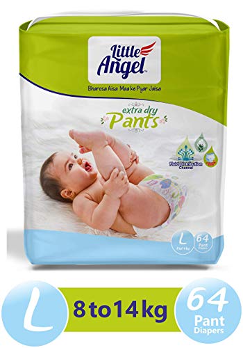 Image of Little Angel Baby Diaper Pants, Medium (74 Count) & Little Angel Baby Diaper Pants, Large (64 Count)
