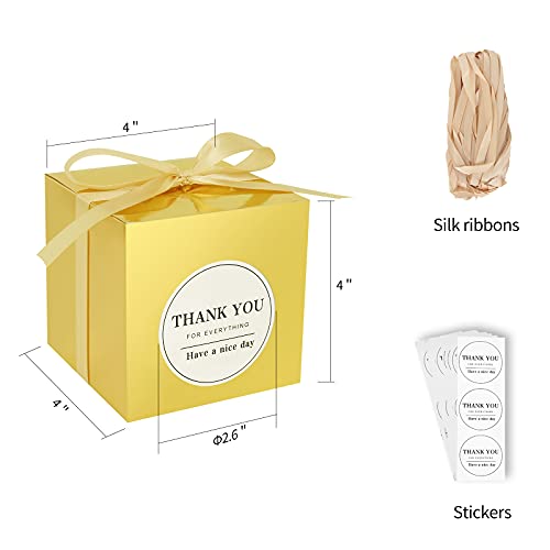 Cotopher Small Gift Boxes 60 Pack 4X4X4 Inches Gold Gift Boxes With Lids For Gifts, Crafting, Wedding Party Favor, Cupcake Boxes, Candy, Bridesmaids Proposal Box With Ribbons And Stickers (Metallic Gold, 60 Pcs) #TOP3