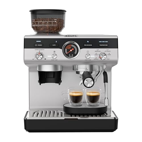 Krups Precision manuelle Espressomaschine mit Mahlwerk, intuitive Bedienfläche, Pre-Infusion-Einstellungen, Dampfdüse, schnelles Aufheizen, Schwarz/Edelstahl, XP801T10 3 Krups Precision manuelle Espressomaschine mit Mahlwerk, intuitive Bedienfläche, Pre-Infusion-Einstellungen, Dampfdüse, schnelles Aufheizen, Schwarz/Edelstahl, XP801T10