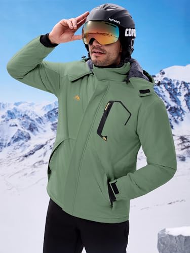 Image of WULFUL Men's Ski Jackets Warm Winter Snow Windbreaker Resistant Snowboard Fleece Coat Mountain Waterproof Parka with Hood