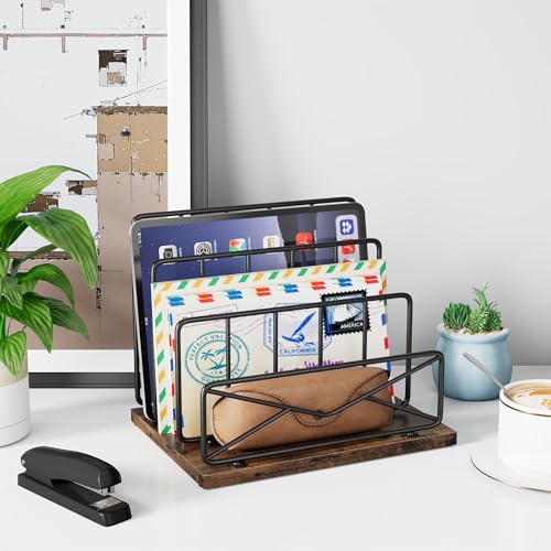 HavenlyYouth Desktop Mail Sorters Mail Organizer-with 2 or 3 Slot Matte Black Metal Desktop Mail Sorter Metal Storage File Holder Letter Sorter Organizer for Home or Office Desktop (3 Slot) - Thumbnail 5