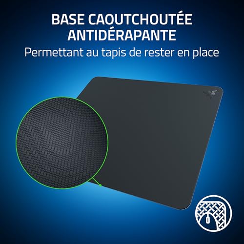 Razer Atlas - Tapis de Souris en Verre (Verre trempé de Qualité Supérieure, Surface Ultra Lisse & Micro-découpée, Résistant à la Saleté et aux Rayures, Mouvements Silencieux, Base Antidérapante) Noir