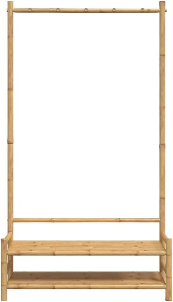 vidaXL Clothes Rack with Shelves, Free Standing Coat Rack with Shoe Storage, Garment Stand, Closet Storage Organizer, Garment Shelf Rack, Bamboo