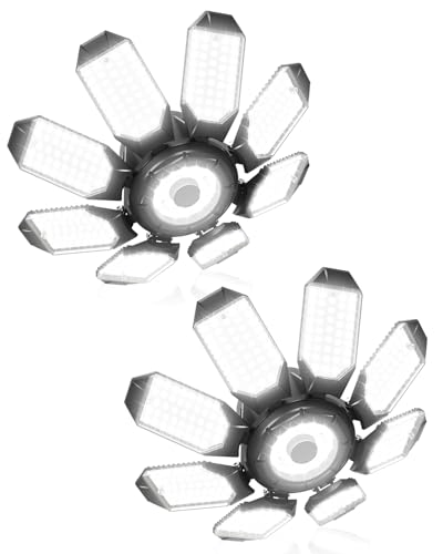 Adiding LED Garage Ceiling Lights 2 Pack w/ 8+1 Adjustable Panel, Super Bright 28000LM Deformable Basement Light Bulb Fixture Screw in E26 Socket Base for Indoor Workshop Attic Gym Bay Laundry Utility Adiding LED Garage Ceiling Lights 2 Pack w/ 8+1 Adjustable Panel, Super Bright 28000LM Deformable Basement Light Bulb Fixture Screw in E26 Socket Base for Indoor Workshop Attic Gym Bay Laundry Utility