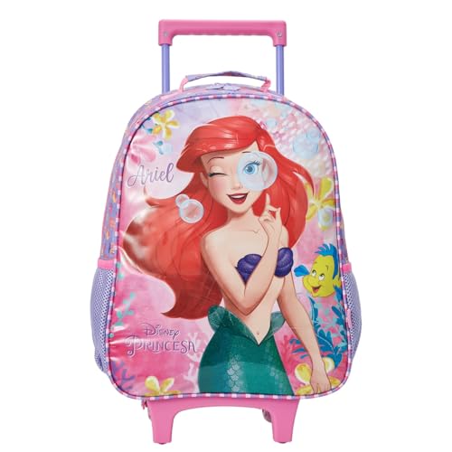 Kit Mochila Rodinhas Princesa Ariel Infantil Com Lancheira Térmica E Estojo Escolar Simples Pequena