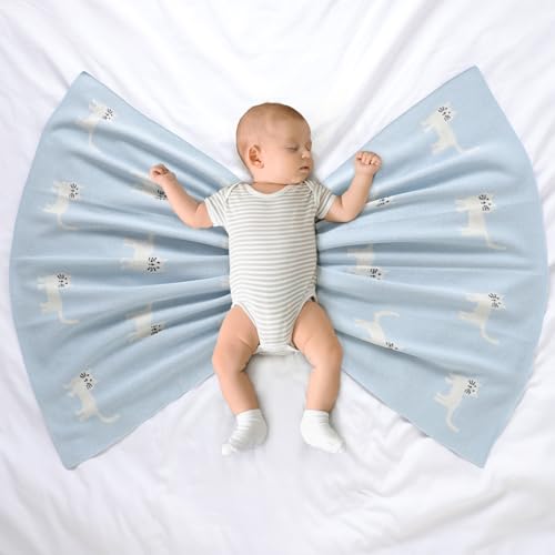 Image of Hadetoto Baby Blankets for Boys and Girls | Newborn, Knitted Cotton, Swaddle Blankets, Neutral Crochet Receiving Blanket, 40 x 30 inches