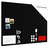ALLboards Metallische Magnettafel KREIDETAFEL SCHWARZ 120x90cm MetalBoards Memoboard f&uuml;r jede Art von Magneten Magnetpinnwand + 6 Tafelkreide, 10 Magnete und Schwamm