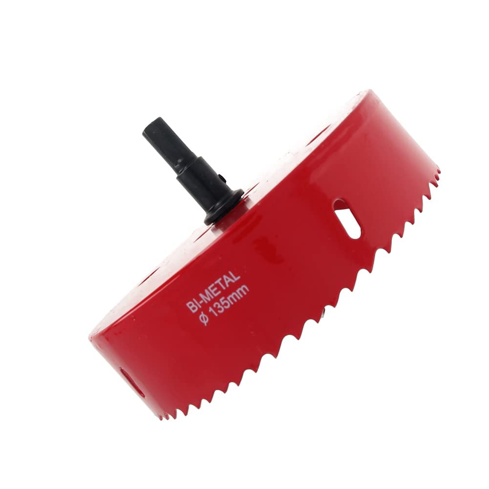 Auniwaig 135mm/5.27" Bi-Metal Hole Saw 25mm/1" Deep Bimetal Hole Cutter HSS Drill Bit for Cutting Metal Wood Plastic