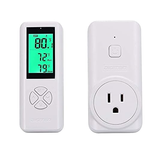 Wireless Temperature Controlled Outlet, Digital Plug in Thermostat Outlet with Remote Control Built in Temp Sensor Heating & Cooling for A/C, Fans, Heaters (Remote Control Detect Temperature)