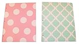 Studio C Carolina Pad Set of 2 Poly Folders ~ Pattern Play (Pink Polka Dot, Green and White Design)