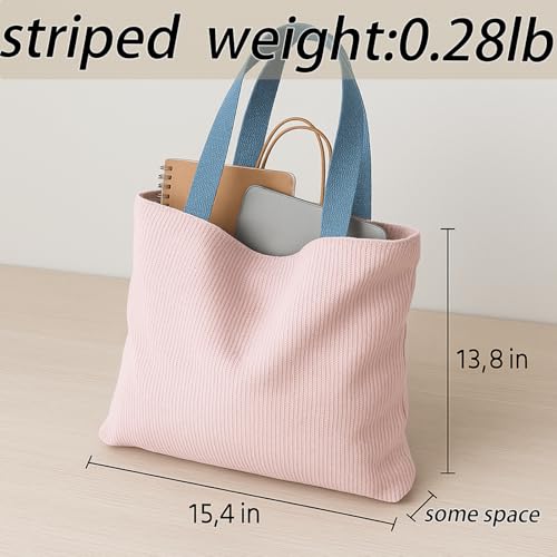 Bolso tote suave para mujer CHUNFO con estampado urbano de rayas en tres colores y cierre magnético, ideal para trabajo, viaje, playa y uso diario miniatura 4